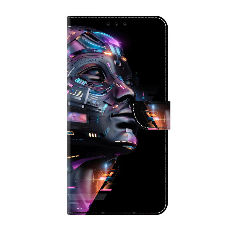 Premium 3D Leather Flip Wallet Case - PU Leather Flip Cover with Card Slots, Anti-Fingerprint & Scratch-Resistant Design