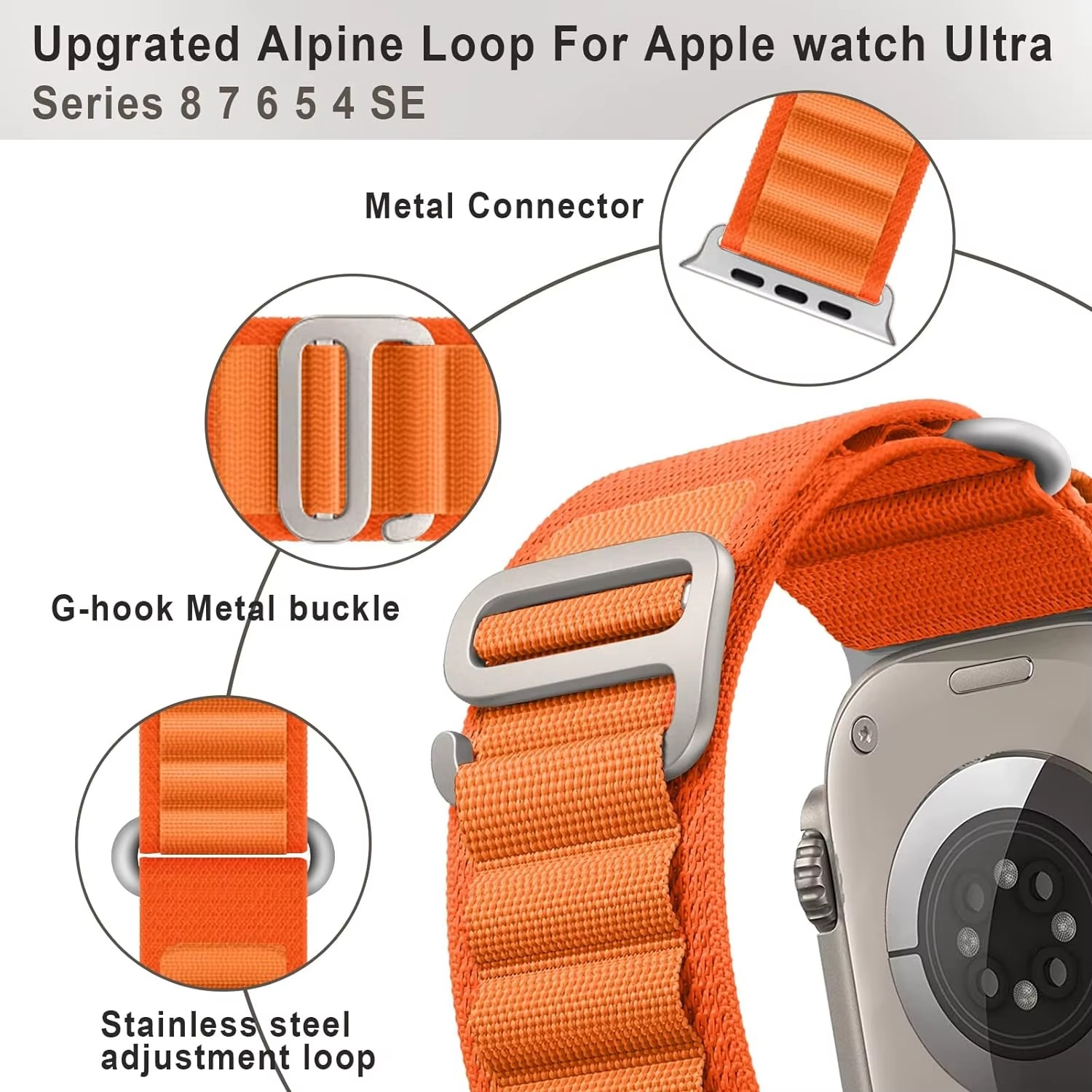 Premium Apple Watch Alpine Loop Strap, Durable Nylon Rugged Band for 49mm 45mm 44mm 42mm 41mm