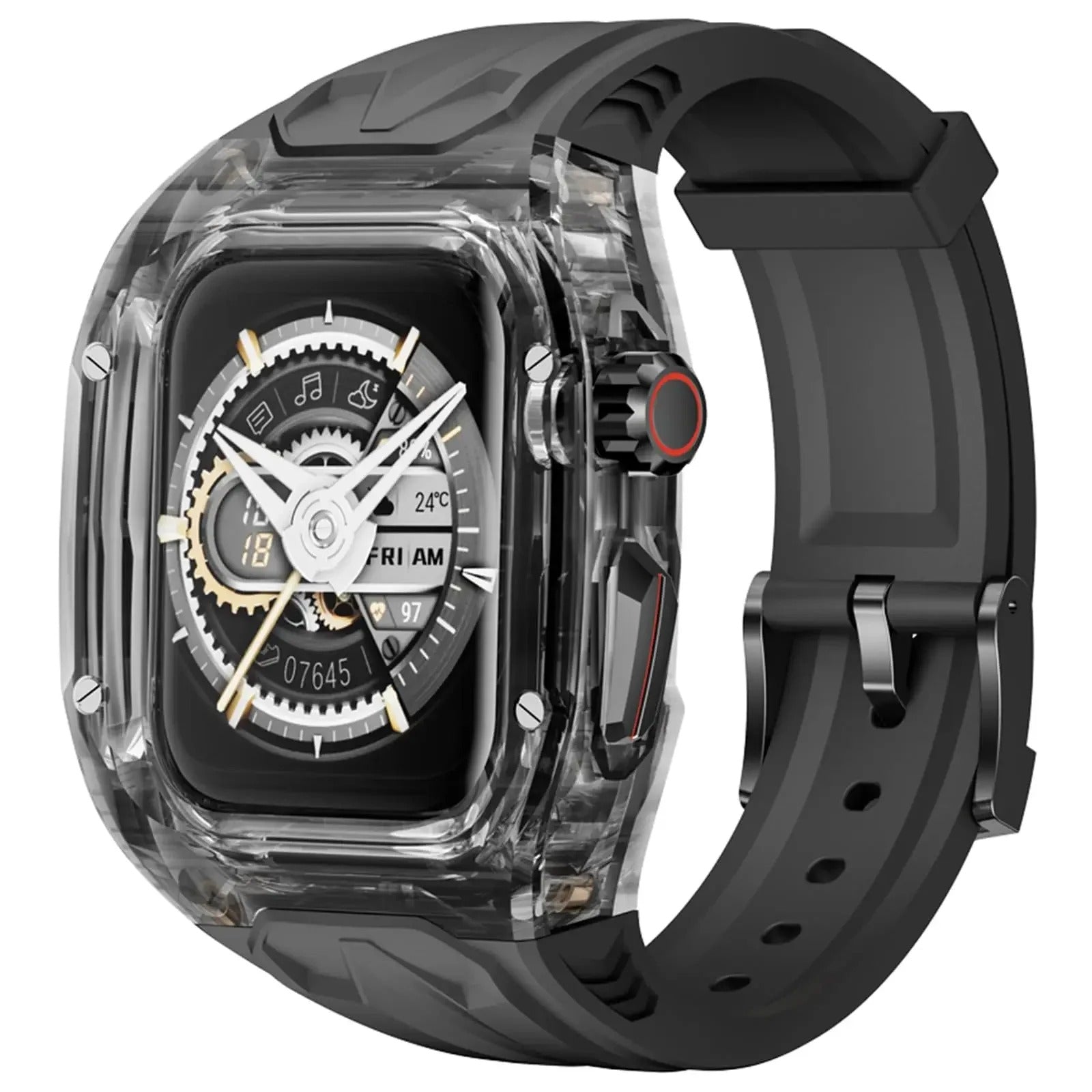 Premium Apple Watch Clear Strap & Protective Case Mod Kit with Transparent Upgrade Design