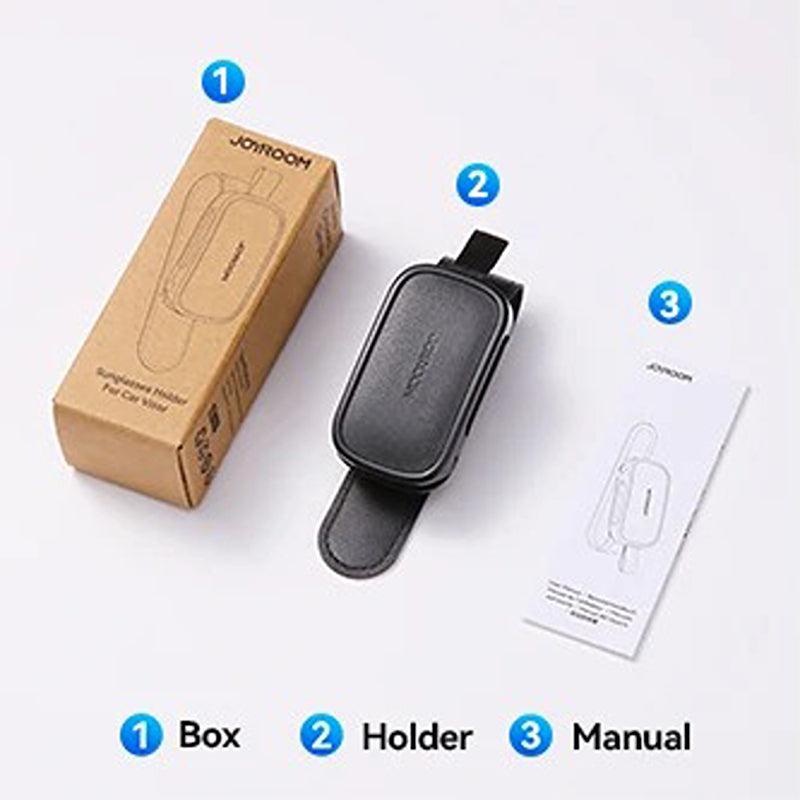 Premium Car Sunglasses Holder with Universal Sun Visor Clip, Lightweight ABS Leather Design, Secure Eyeglass Storage & Card Ticket Organizer