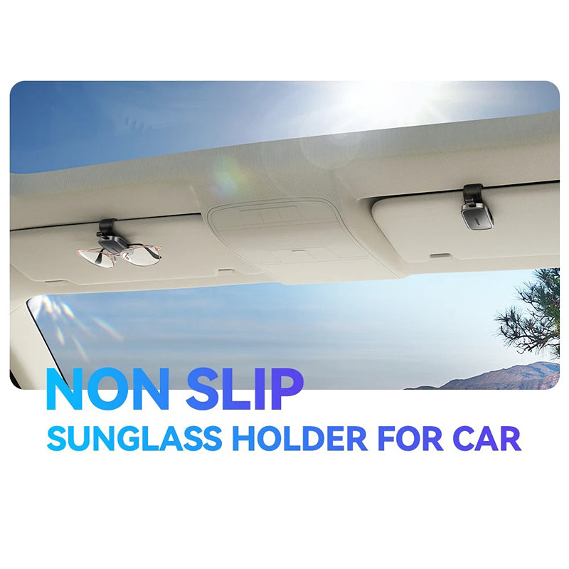 Premium Car Sunglasses Holder with Universal Sun Visor Clip, Lightweight ABS Leather Design, Secure Eyeglass Storage & Card Ticket Organizer
