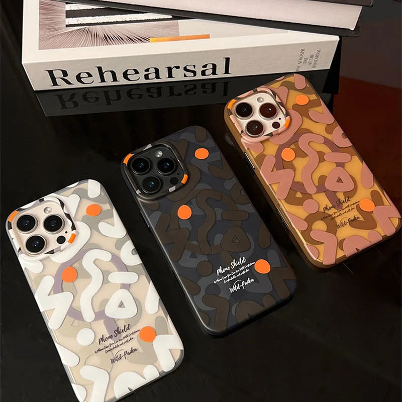 Premium MagSafe Magnetic iPhone Case — Matte Graffiti Pattern Shockproof Cover with Anti-Fingerprint Grip and Wireless Charging Compatibility