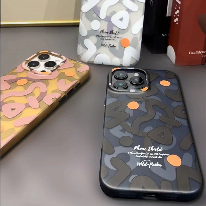 Premium MagSafe Magnetic iPhone Case — Matte Graffiti Pattern Shockproof Cover with Anti-Fingerprint Grip and Wireless Charging Compatibility