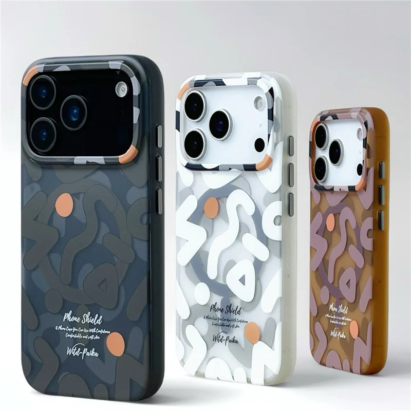Premium MagSafe Magnetic iPhone Case — Matte Graffiti Pattern Shockproof Cover with Anti-Fingerprint Grip and Wireless Charging Compatibility