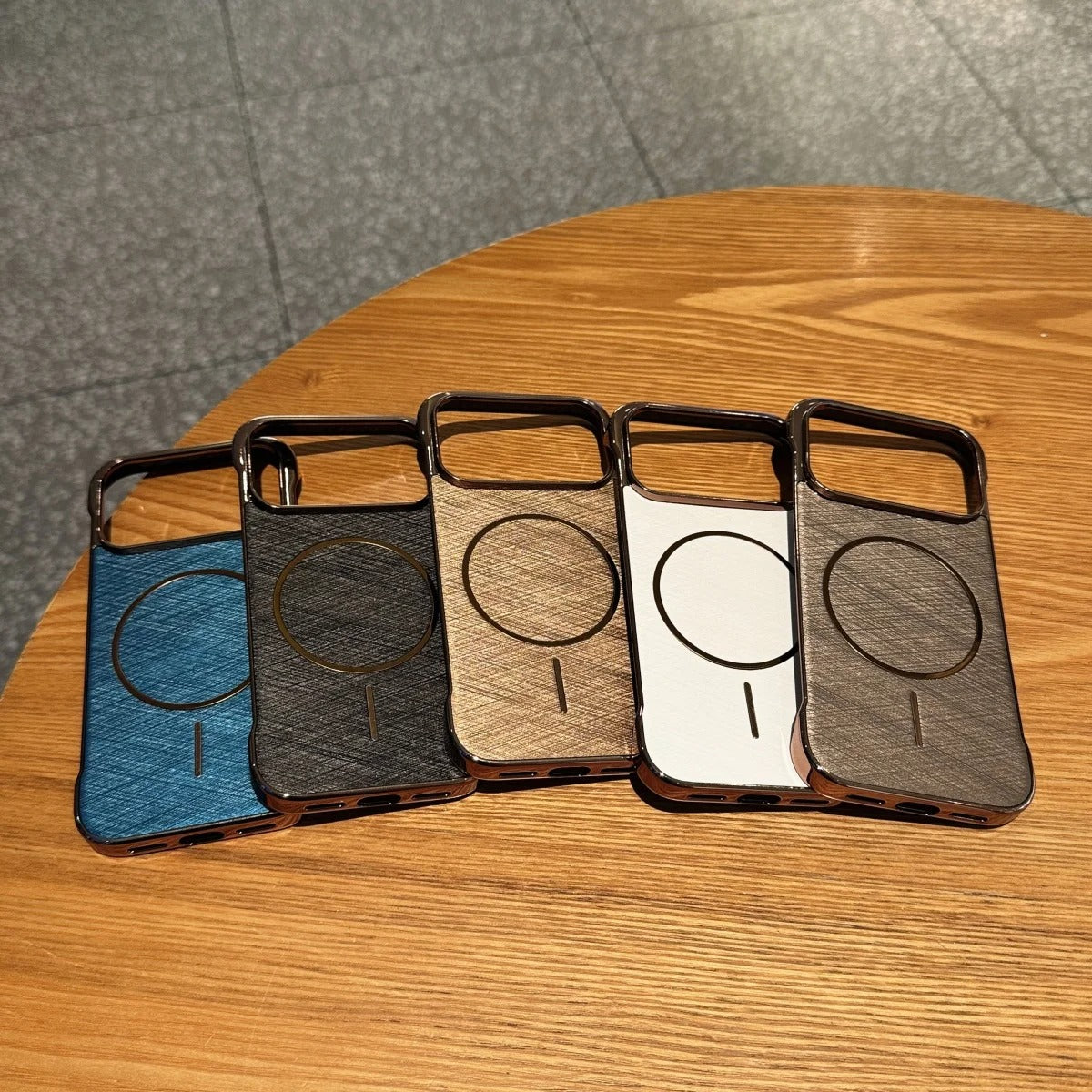 Premium Magnetic iPhone Case MagSafe Compatible Shockproof Borderless Electroplated Cooling PC Cover with Gold-Wire Design & Wireless Charging Compatibility