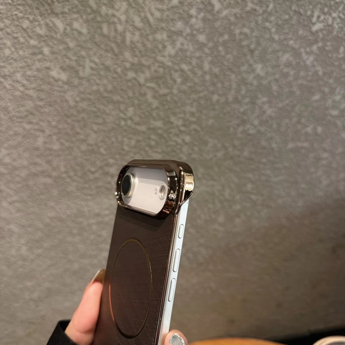 Premium Magnetic iPhone Case MagSafe Compatible Shockproof Borderless Electroplated Cooling PC Cover with Gold-Wire Design & Wireless Charging Compatibility