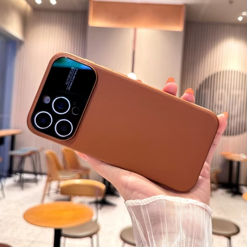 Premium iPhone Case — Magnetic Plain Leather Protective Cover with Strong Built-In Magnets, Heat Dissipation Holes and Anti-Fingerprint Scratch-Resistant Design