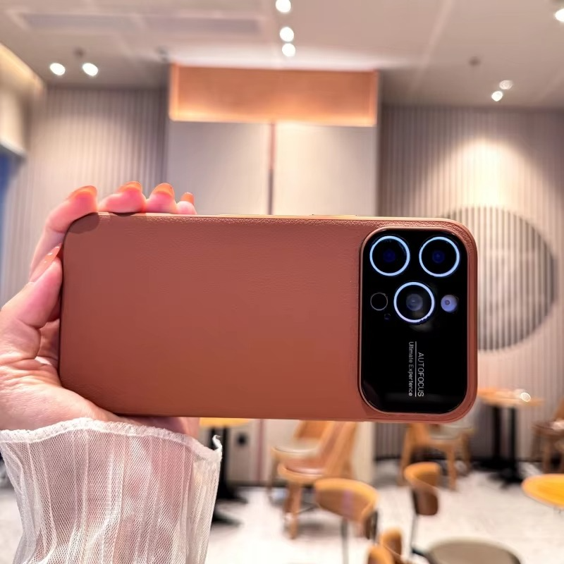 Premium iPhone Case — Magnetic Plain Leather Protective Cover with Strong Built-In Magnets, Heat Dissipation Holes and Anti-Fingerprint Scratch-Resistant Design