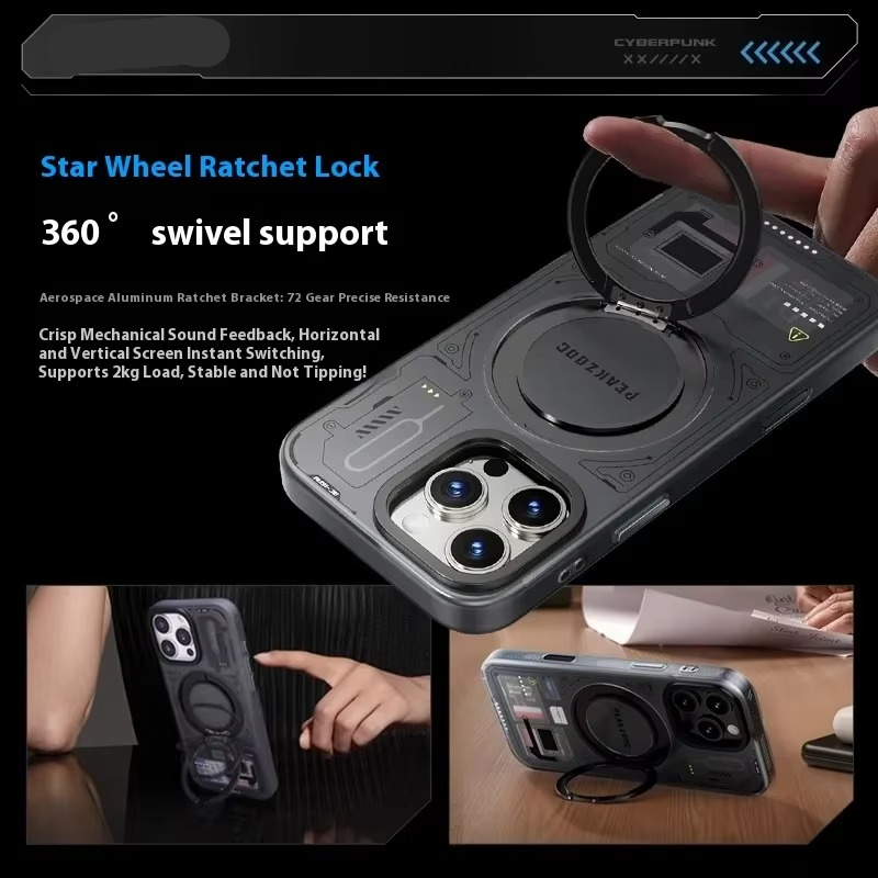 Premium Magnetic iPhone Case — Stand Bracket with Multi-Card Storage SIM/TF Manager, Shock-Resistant Design, Personalized Protective Cover