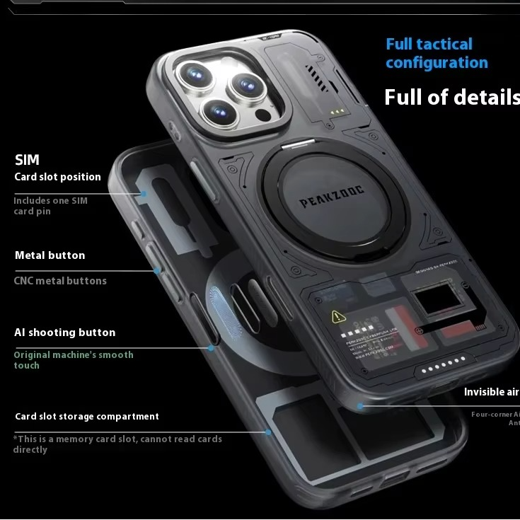 Premium Magnetic iPhone Case — Stand Bracket with Multi-Card Storage SIM/TF Manager, Shock-Resistant Design, Personalized Protective Cover