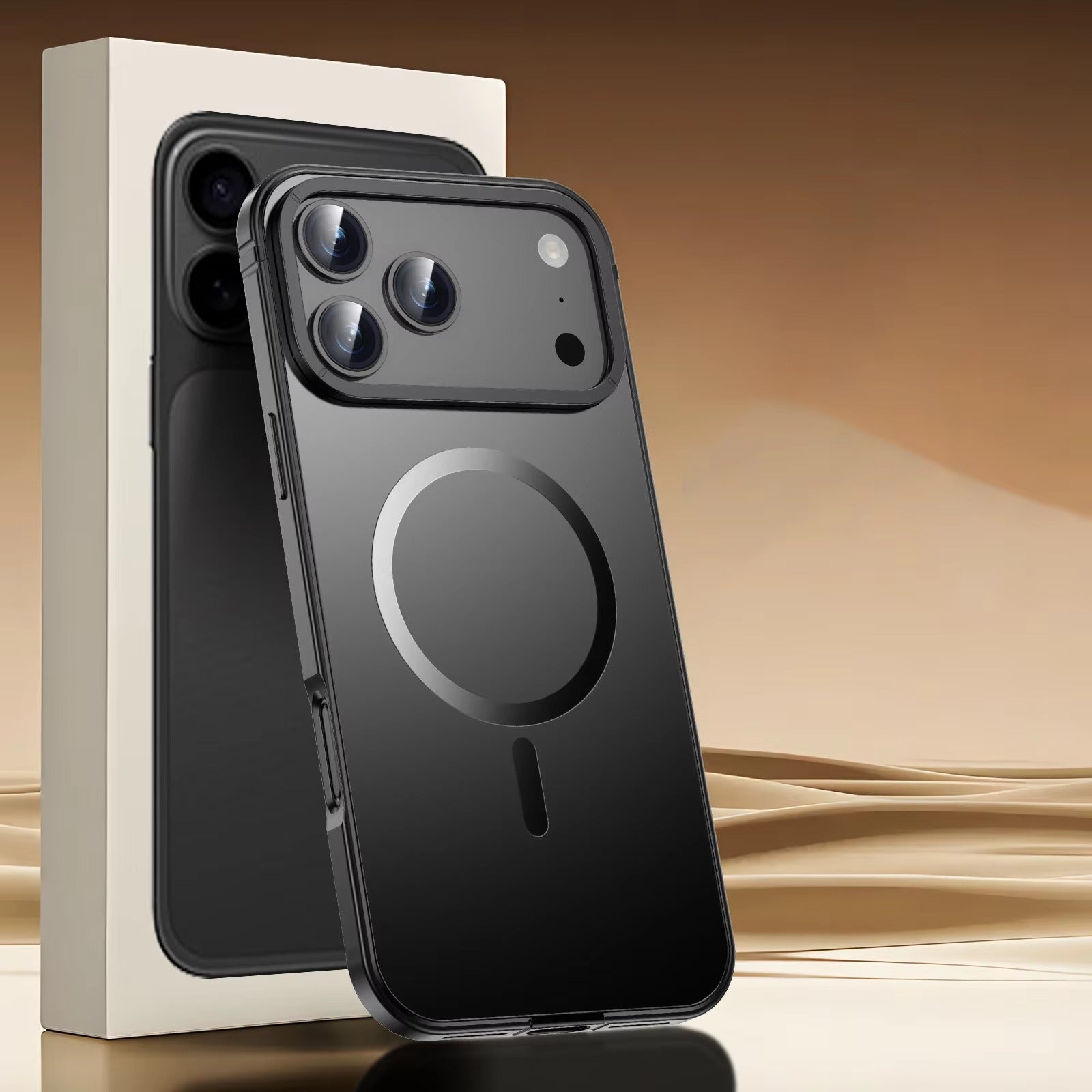 Premium iPhone Case — Orange Aluminum Alloy MagSafe Compatible Hard Shockproof Matte Cover with Magnetic Glass Protection, Anti-Scratch, Lightweight Design