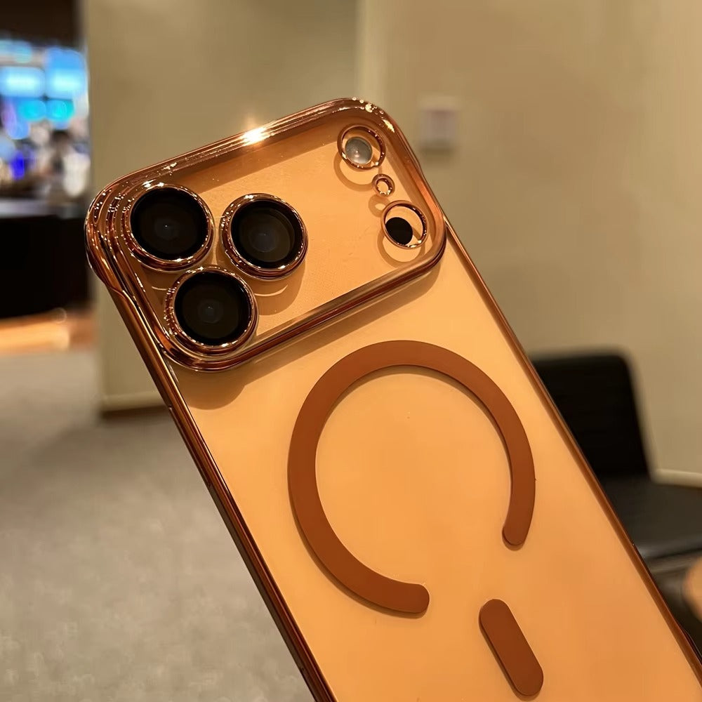 Premium iPhone Case — Plating Frameless Slim Transparent PC Cover for MagSafe with Borderless Design, Camera Protection, Anti-Fingerprint, Anti-Scratch, Dustproof