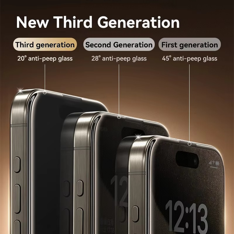 Premium Privacy Screen Protector Tempered Glass with Anti-Spy Filter, Anti-Fingerprint & Anti-Scratch Protection, Easy-Install Frame, Shatter-Resistant Film