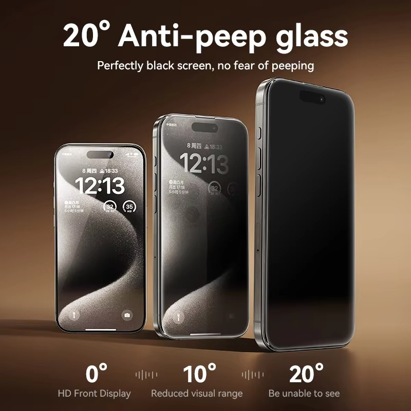 Premium Privacy Screen Protector Tempered Glass with Anti-Spy Filter, Anti-Fingerprint & Anti-Scratch Protection, Easy-Install Frame, Shatter-Resistant Film