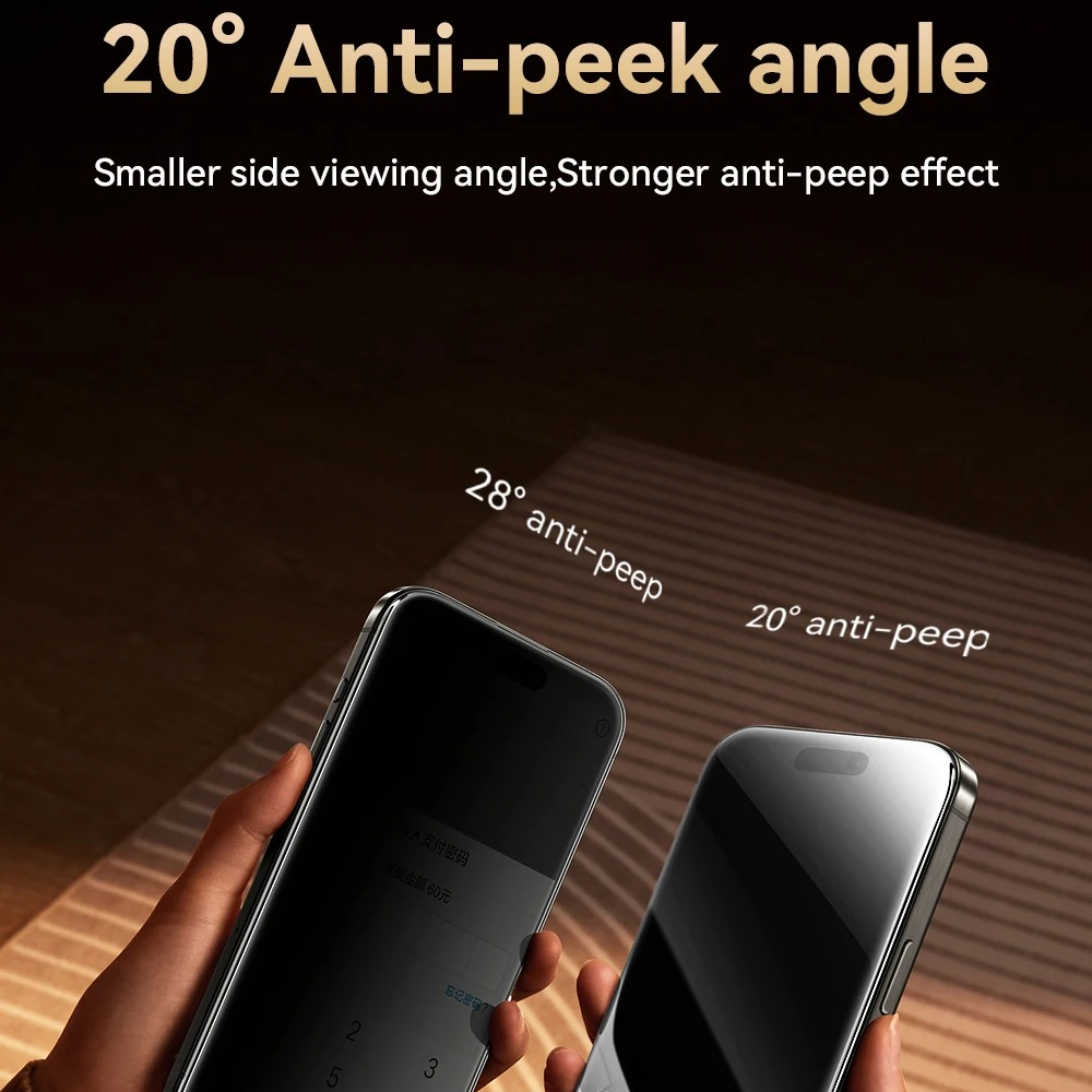 Premium Privacy Screen Protector Tempered Glass with Anti-Spy Filter, Anti-Fingerprint & Anti-Scratch Protection, Easy-Install Frame, Shatter-Resistant Film