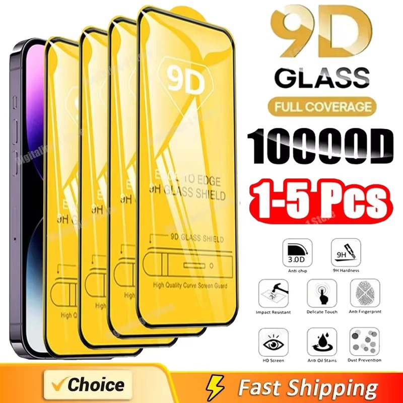 Premium iPhone 9D Tempered Glass Screen Protector – Clear HD Front Protection, Anti-Fingerprint, Anti-Scratch & Shatter-Resistant Protective Glass