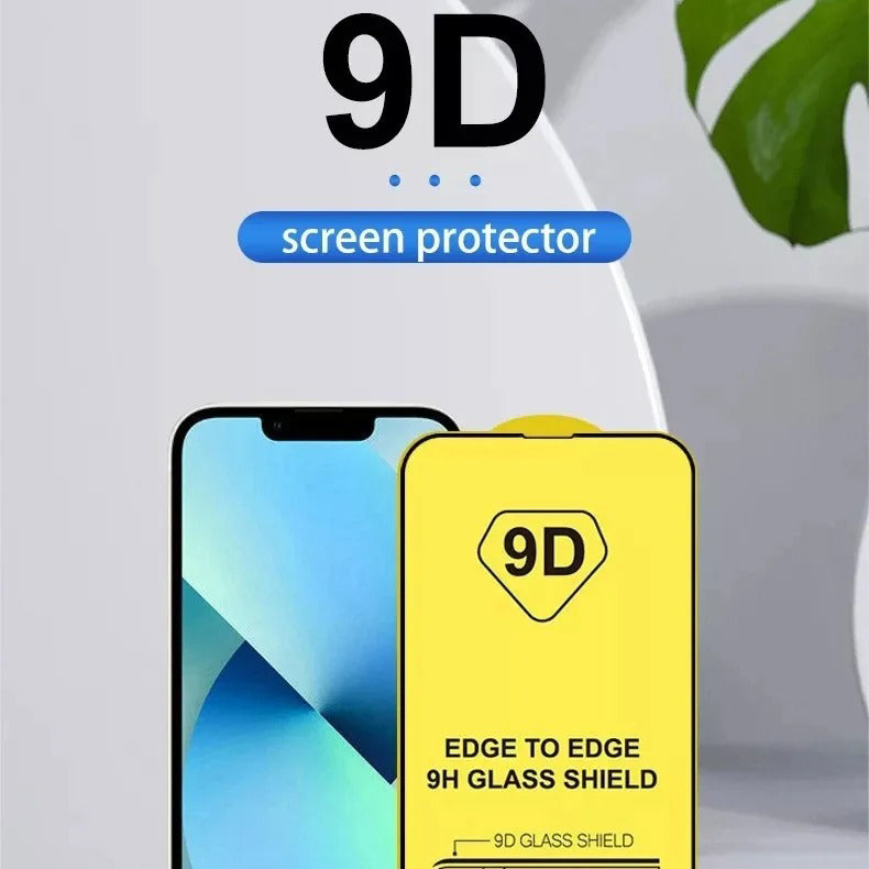 Premium iPhone 9D Tempered Glass Screen Protector – Clear HD Front Protection, Anti-Fingerprint, Anti-Scratch & Shatter-Resistant Protective Glass