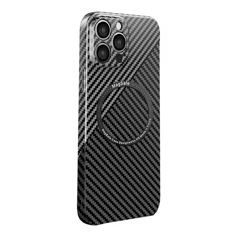 Premium iPhone Case Carbon Fiber Textured Cover — Magnetic Hard Shell with Lens Protection, Shockproof Non-Slip Design, Scratch-Resistant and Dustproof