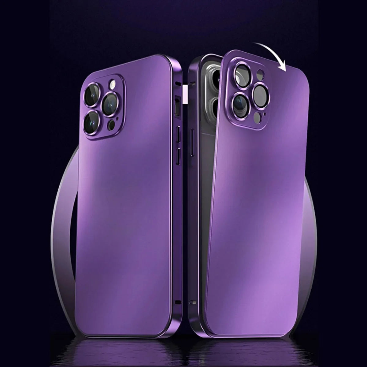 Premium iPhone Case Magnetic Aluminum Alloy Frame — Frosted PC Back Cover, Slim Shockproof Protective Shell, Lightweight Scratch-Resistant Metal Design