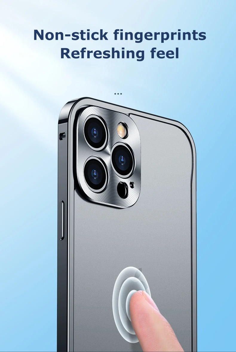 Premium iPhone Case Magnetic Aluminum Alloy Frame — Frosted PC Back Cover, Slim Shockproof Protective Shell, Lightweight Scratch-Resistant Metal Design