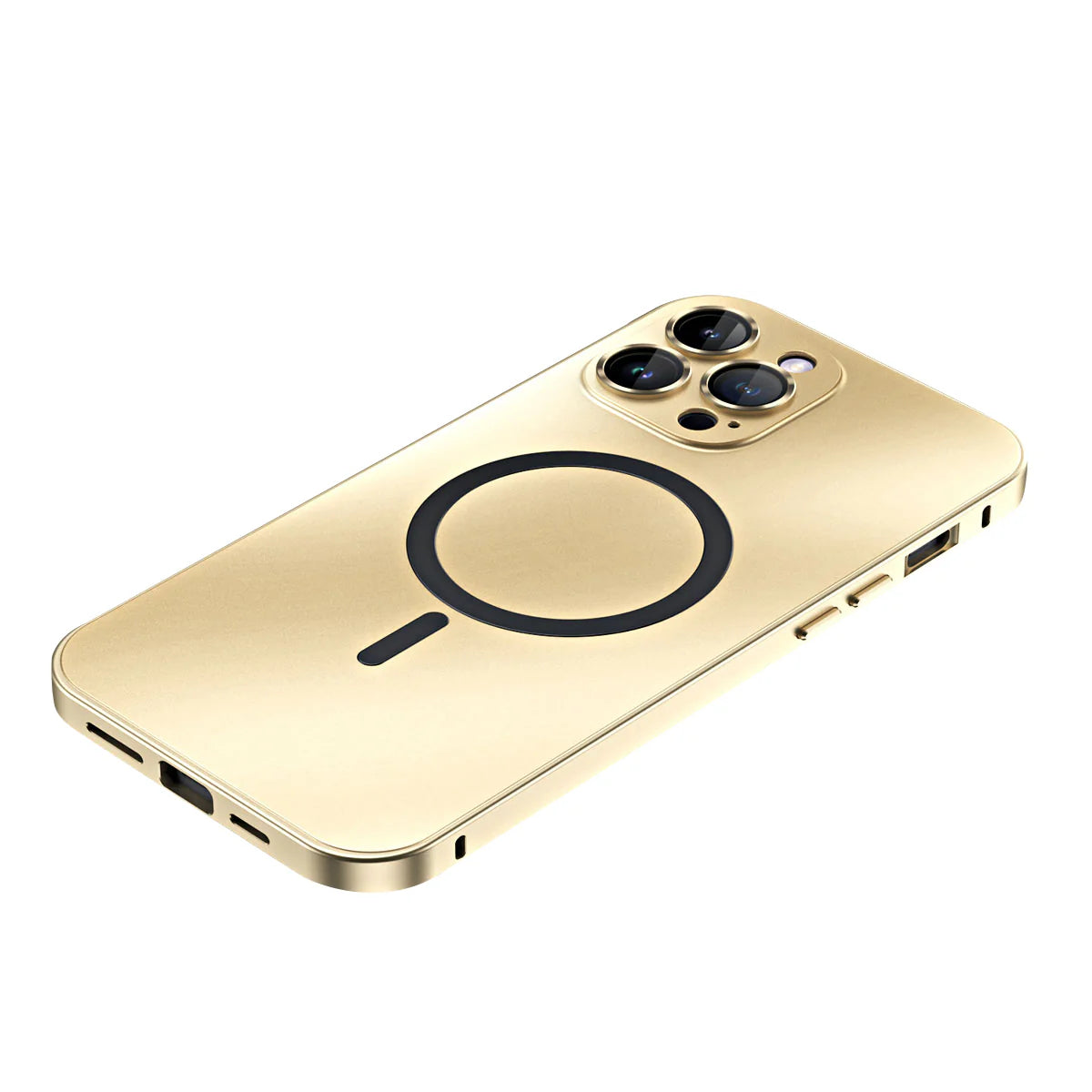 Premium iPhone Case Magnetic Aluminum Metal Frame — PC Backboard Hard Cover, MagSafe Wireless Charging Compatible, Shockproof Matte Anti-Fingerprint Design