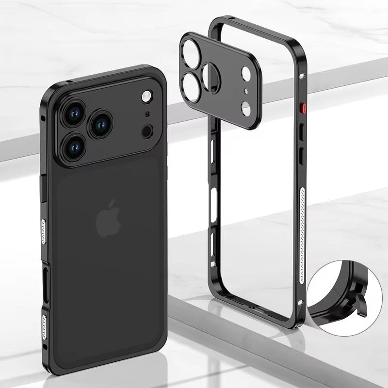 Premium iPhone Case — Aluminum Alloy Frame Cover with Heat-Dissipation Design and Shockproof Durable Metal Protection