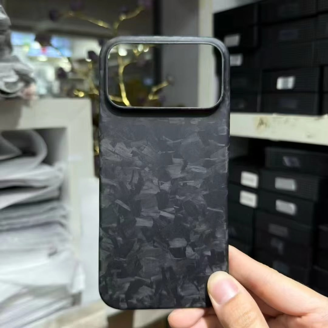 Premium iPhone Case — Genuine Forged Carbon Fiber Lightweight Cover with Anti-Fingerprint Non-Slip Surface & Tough Slim Business Protection