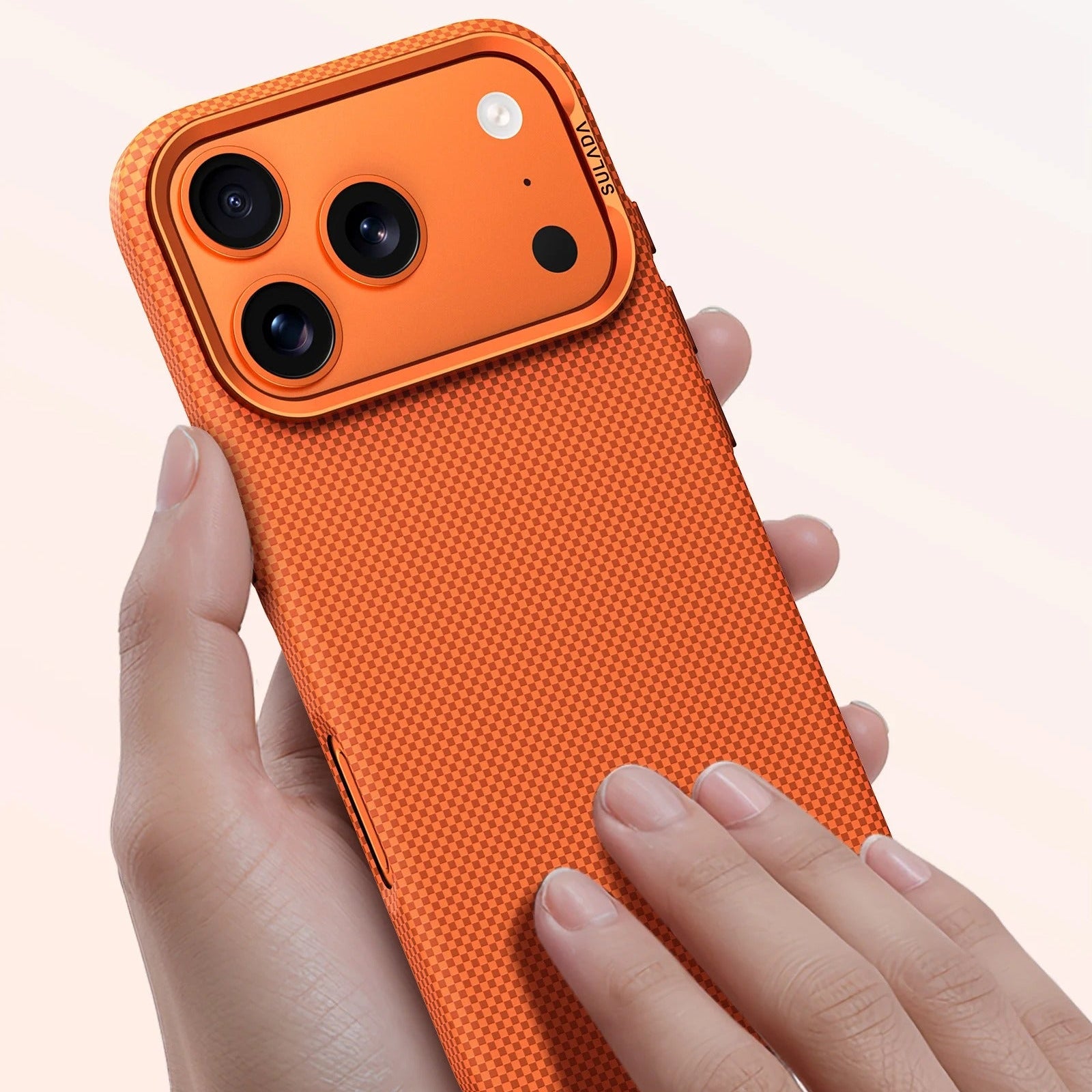 Premium iPhone Case — Kevlar Checkered Magnetic Stand Cover with Carbon Fiber Pattern, MagSafe PC Hard Shell & Raised Scratch-Resistant Lens Protection