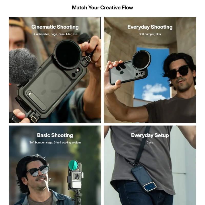 Premium iPhone Case — Lightweight Photography Cover with 67mm Magnetic Filter Support, T-Mount & 17mm Lens Backplates, MagSafe Compatibility, Kickstand & MIL-Grade Protection