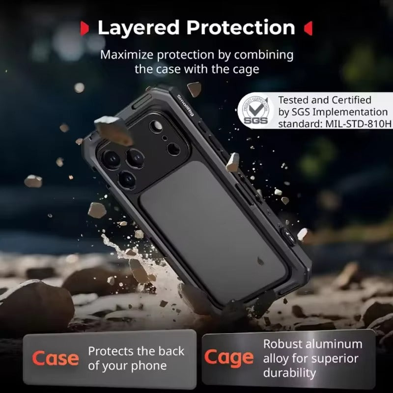 Premium iPhone Case — Lightweight Photography Cover with 67mm Magnetic Filter Support, T-Mount & 17mm Lens Backplates, MagSafe Compatibility, Kickstand & MIL-Grade Protection