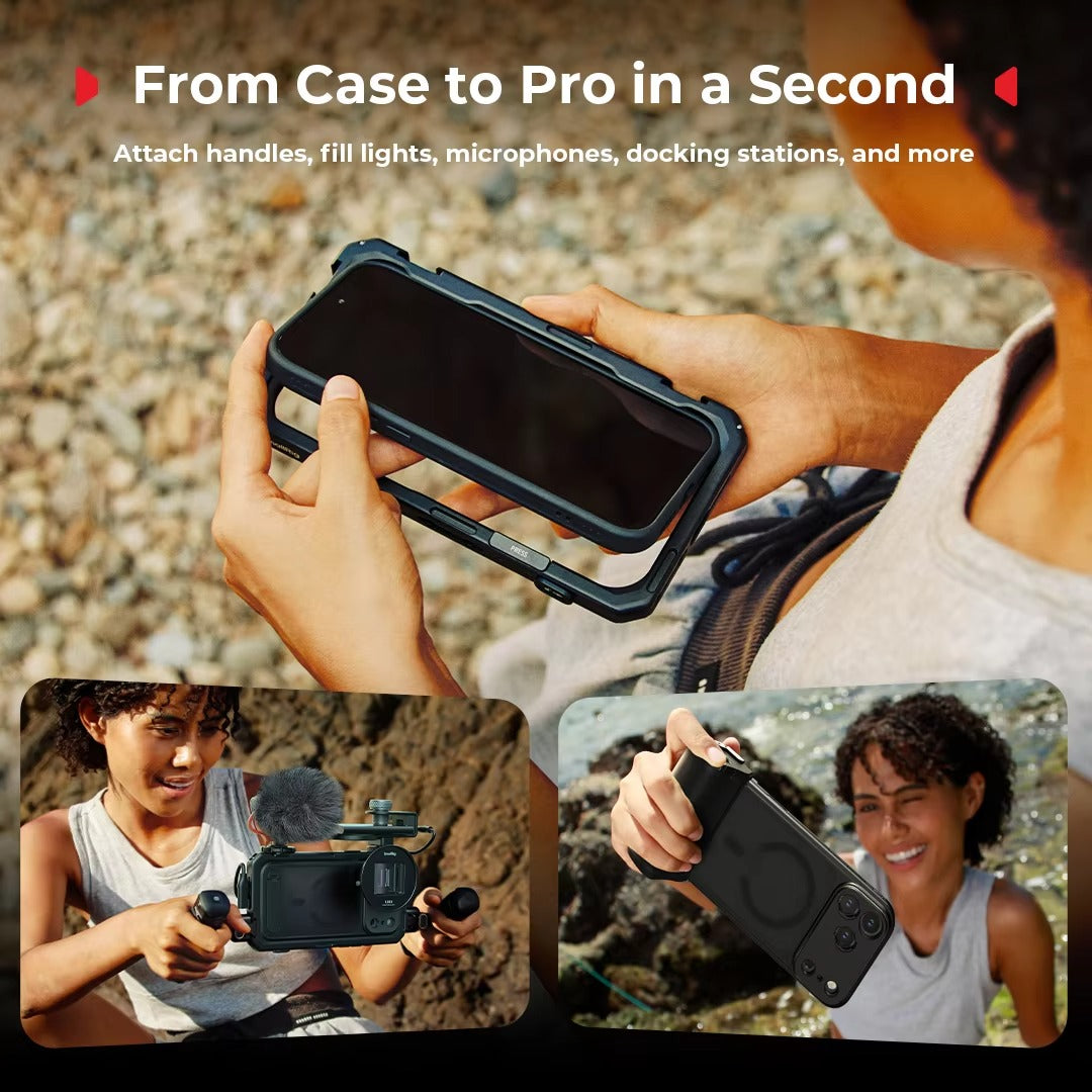 Premium iPhone Case — Lightweight Photography Cover with 67mm Magnetic Filter Support, T-Mount & 17mm Lens Backplates, MagSafe Compatibility, Kickstand & MIL-Grade Protection