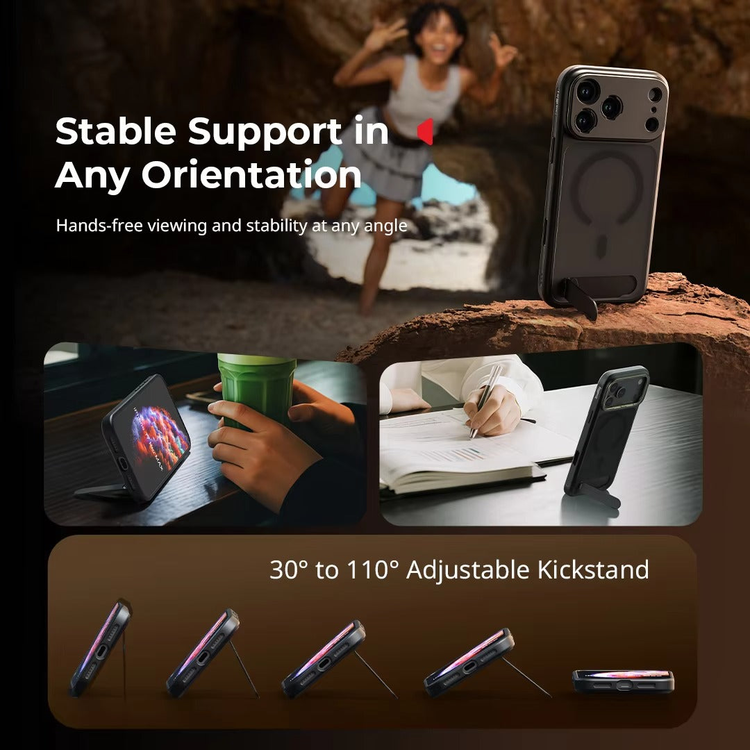 Premium iPhone Case — Lightweight Photography Cover with 67mm Magnetic Filter Support, T-Mount & 17mm Lens Backplates, MagSafe Compatibility, Kickstand & MIL-Grade Protection