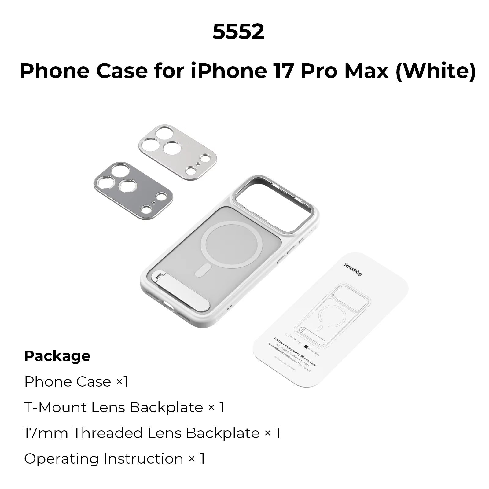 Premium iPhone Case — Lightweight Photography Cover with 67mm Magnetic Filter Support, T-Mount & 17mm Lens Backplates, MagSafe Compatibility, Kickstand & MIL-Grade Protection