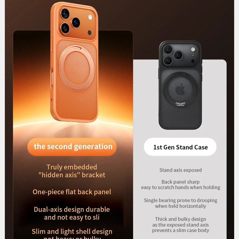 Premium iPhone Case — MagSafe Shockproof TPU Cover with 360° Rotating Stand, Camera Protection, Touch Button Design and Anti-Fingerprint Dustproof Finish