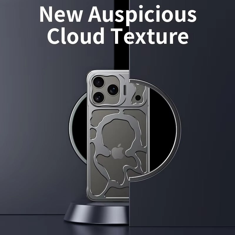 Premium iPhone Case — Magnetic Hollow Metal Cover with Breathable Heat-Dissipating Design and Built-In Stand Bracket
