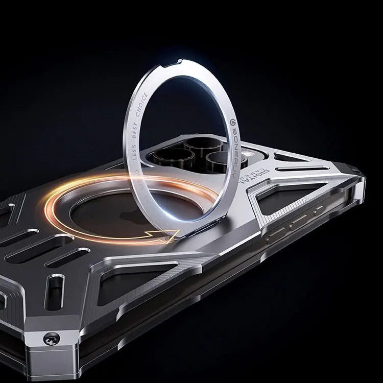 Premium iPhone Case — Magnetic Metal Protective Cover with Invisible Kickstand, Heavy-Duty Anti-Fall Design, Matte Anti-Fingerprint Finish & Non-Slip Grip