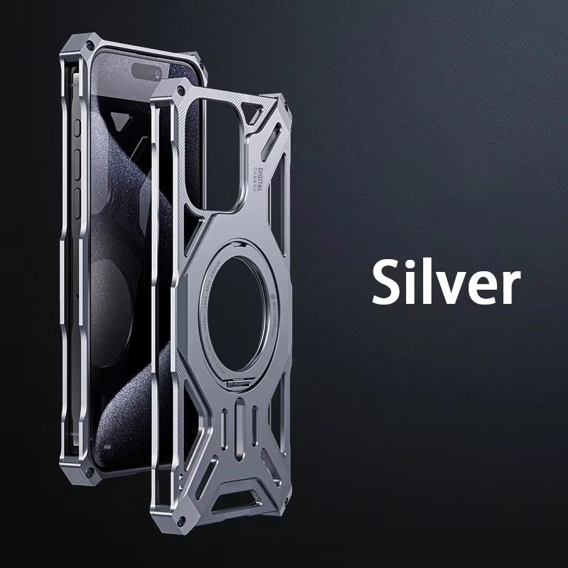 Premium iPhone Case — Magnetic Metal Protective Cover with Invisible Kickstand, Heavy-Duty Anti-Fall Design, Matte Anti-Fingerprint Finish & Non-Slip Grip