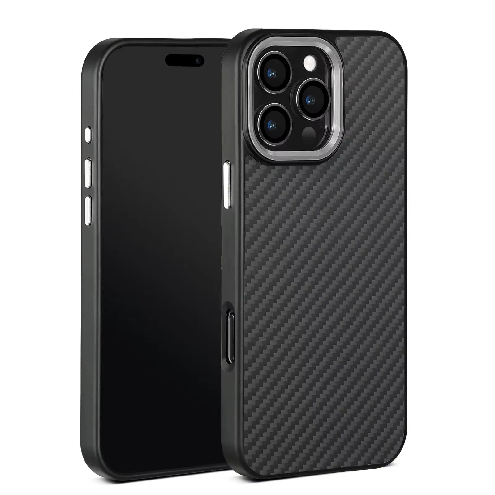 Premium iPhone Case — Metal Frame Carbon Fiber Aramid Armor Cover with Shockproof Full-Coverage Protection, Wireless Charging Support & Anti-Fingerprint Design