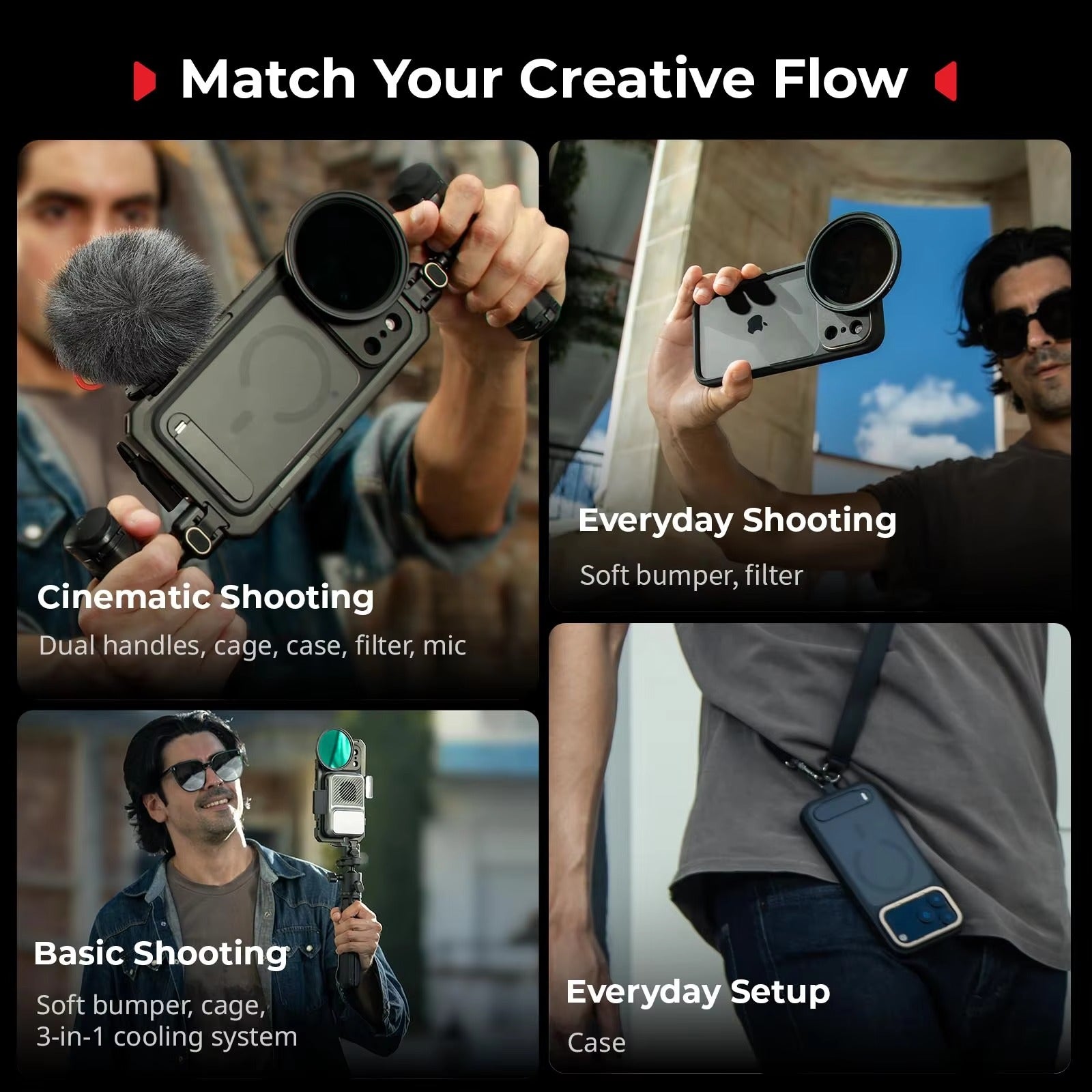 Premium iPhone Case — Professional Mobile Video Cage with T-Mount & 17mm Lens Backplates, Quick-Release Expansion System, Cold Shoe Mounts & All-Metal Protective Design