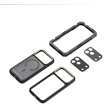 Premium iPhone Case — Professional Mobile Video Cage with T-Mount & 17mm Lens Backplates, Quick-Release Expansion System, Cold Shoe Mounts & All-Metal Protective Design