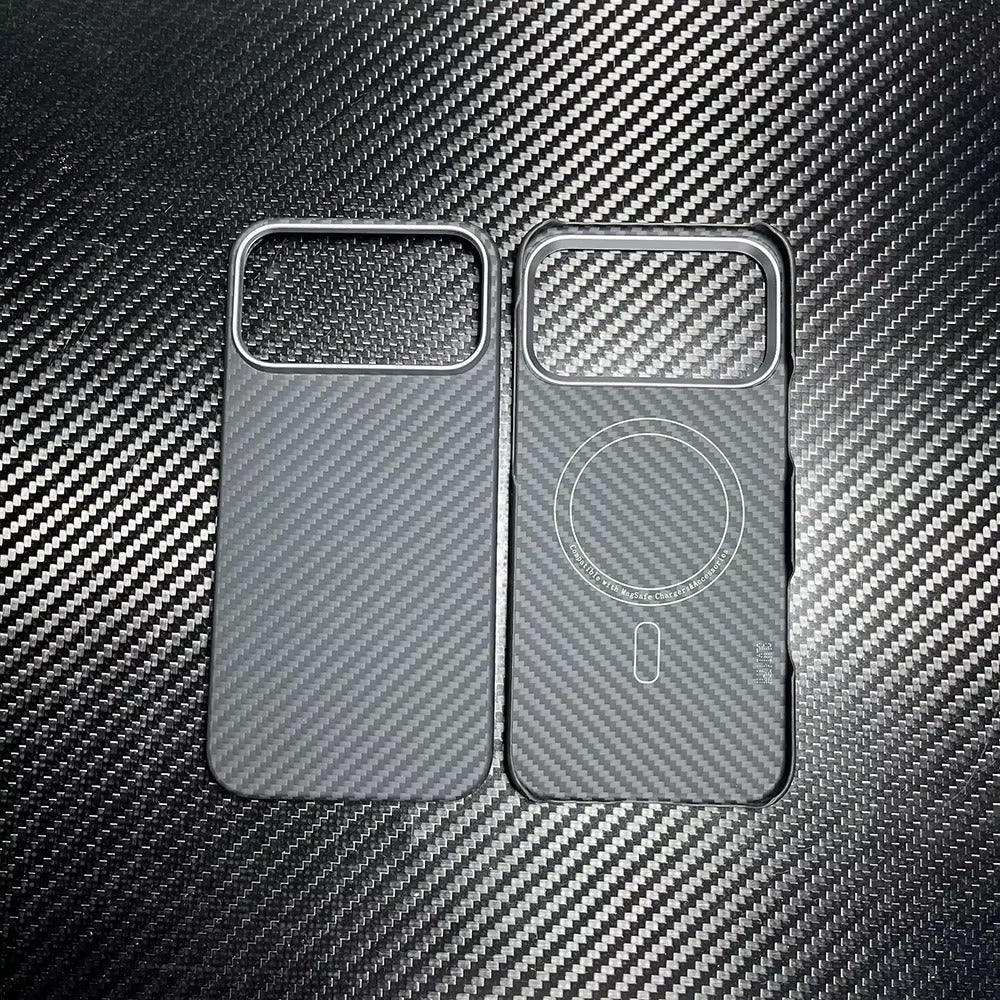 Premium iPhone Case — Thin Aramid Fiber Magnetic Cover with MagSafe Compatibility, Ultra-Lightweight Carbon Texture & Durable Half-Wrapped Design