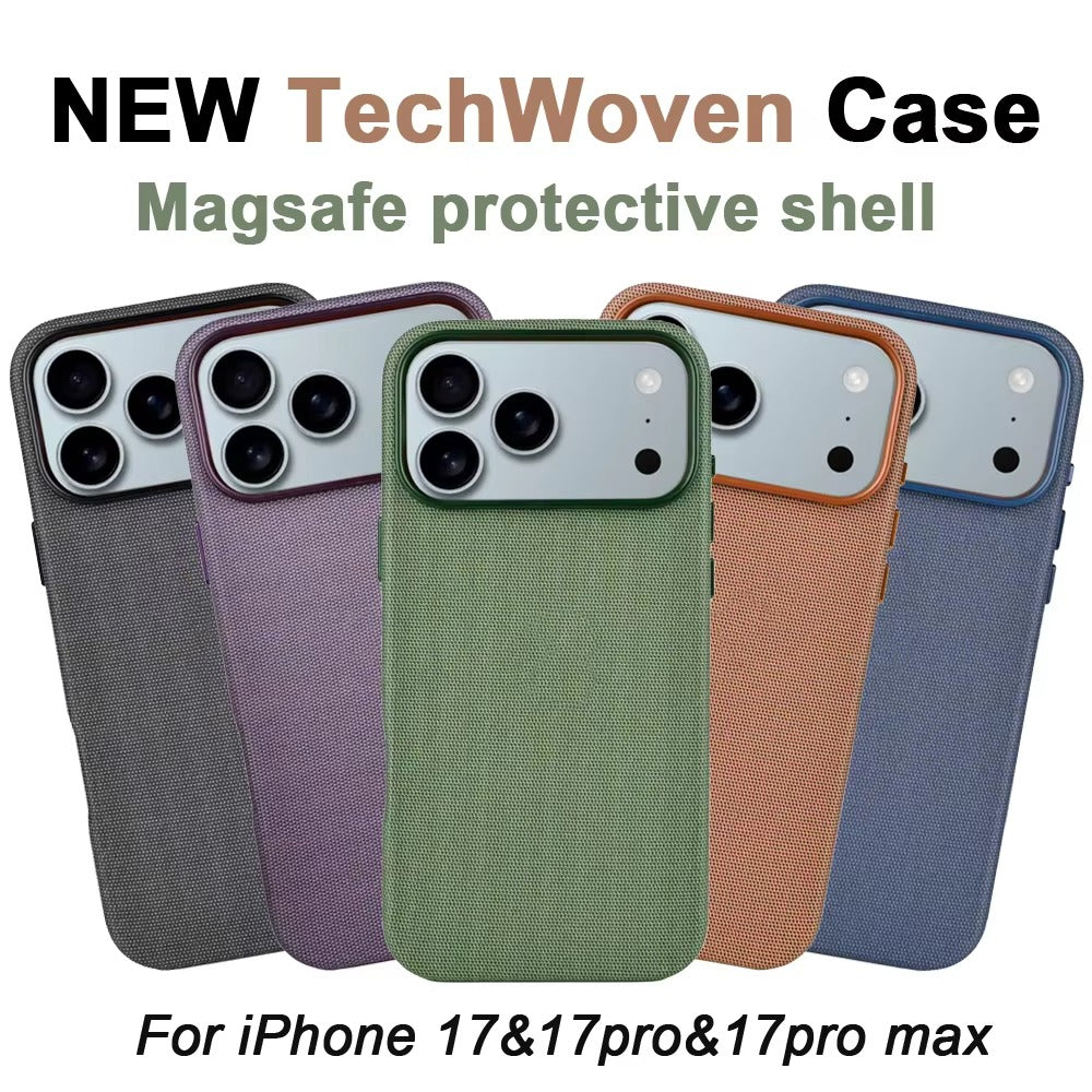Premium iPhone Case — Woven MagSafe Strong Magnetic Cover with Wireless Charging, Anti-Fingerprint Non-Slip Waterproof Fabric Design