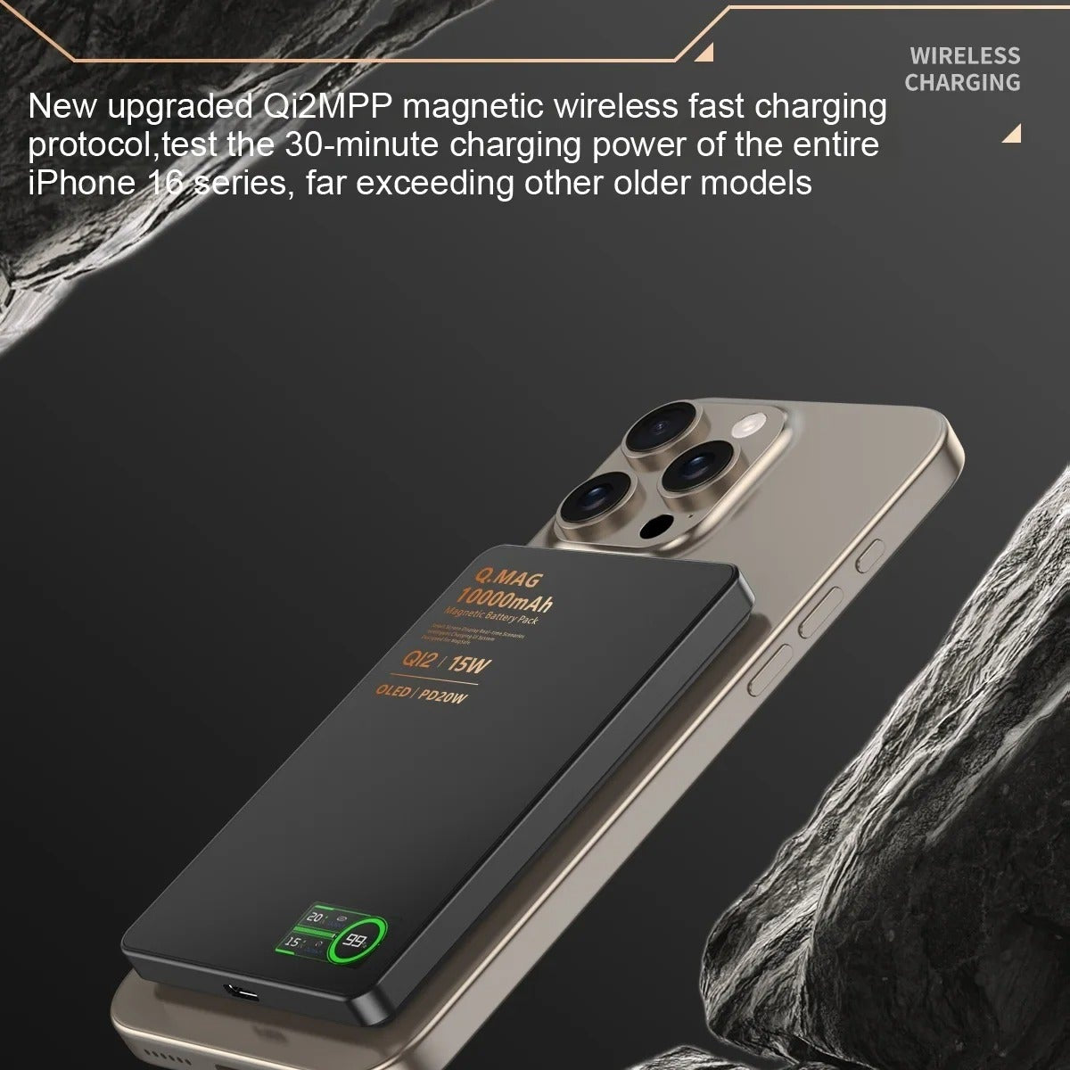 Premium iPhone Qi2 Magnetic Wireless Power Bank, 20W Fast-Charge Metal Portable Battery with Two-Way Wireless Charging Support