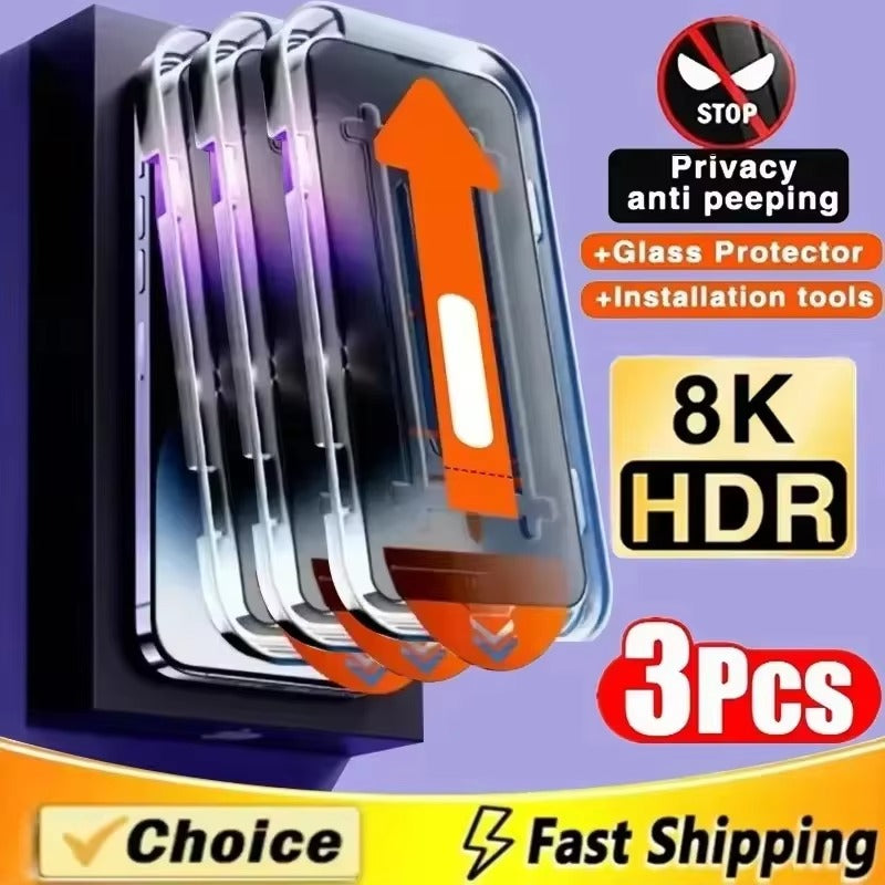 Refined iPhone Oleophobic Privacy Screen Protector – Anti-Spy Tempered Glass with Smudge-Resistant Finish, Clear Viewing Angle Control & Scratch Protection