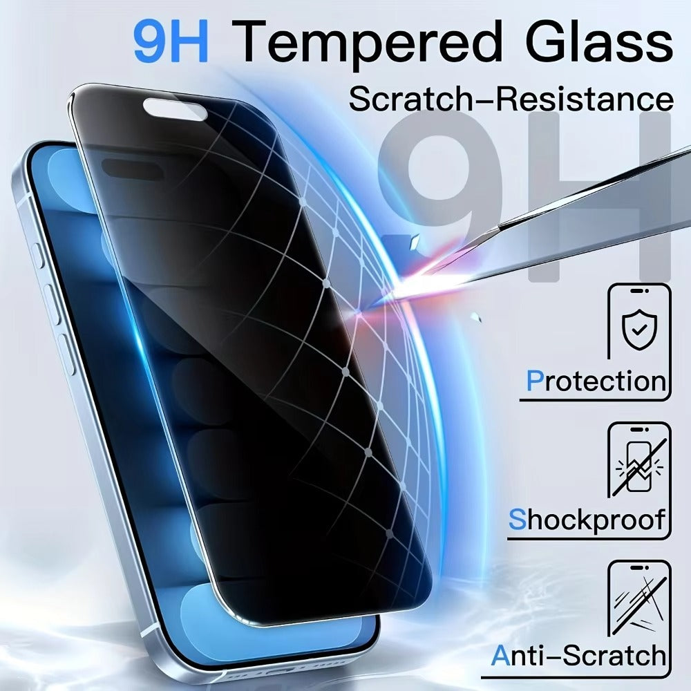 Refined iPhone Privacy Screen Protector – Anti-Spy Tempered Glass with Full Display Coverage, Scratch-Resistant & Shatter-Protective Front Screen Shield
