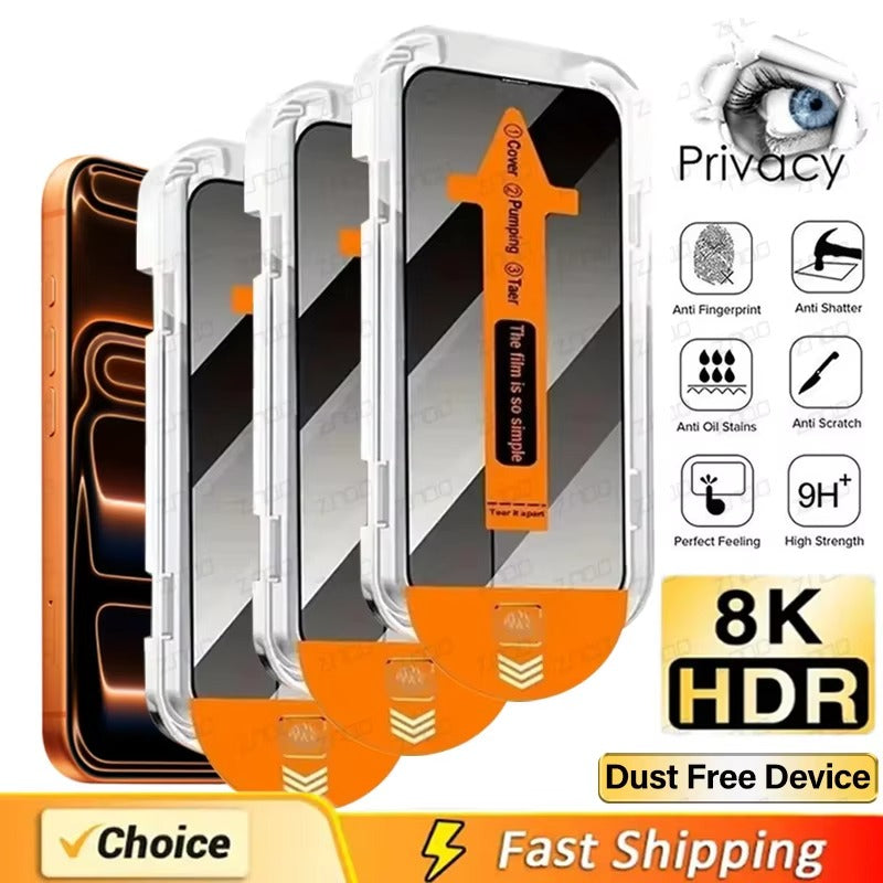 Refined iPhone Privacy Screen Protector – Anti-Spy Tempered Glass with Full Display Coverage, Scratch-Resistant & Shatter-Protective Front Screen Shield