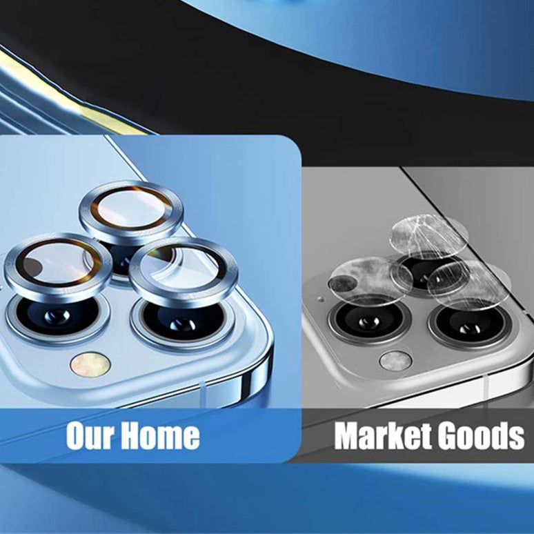 Refined iPhone Titanium-Tone Camera Lens Protector, Metal Ring Tempered Glass Cover with Precision Fit, Scratch Resistance & Impact Protection