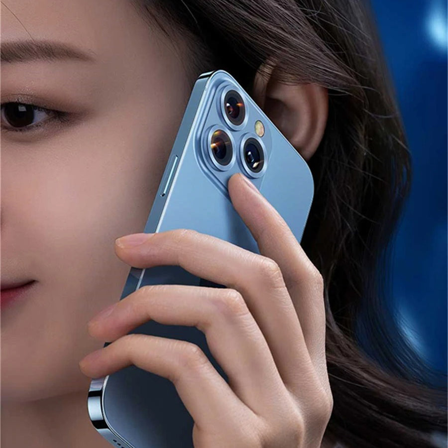 Refined iPhone Titanium-Tone Camera Lens Protector, Metal Ring Tempered Glass Cover with Precision Fit, Scratch Resistance & Impact Protection