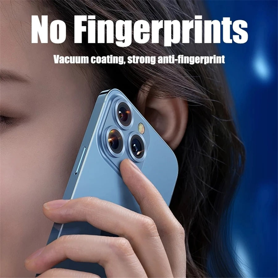 Refined iPhone Titanium-Tone Camera Lens Protector, Metal Ring Tempered Glass Cover with Precision Fit, Scratch Resistance & Impact Protection