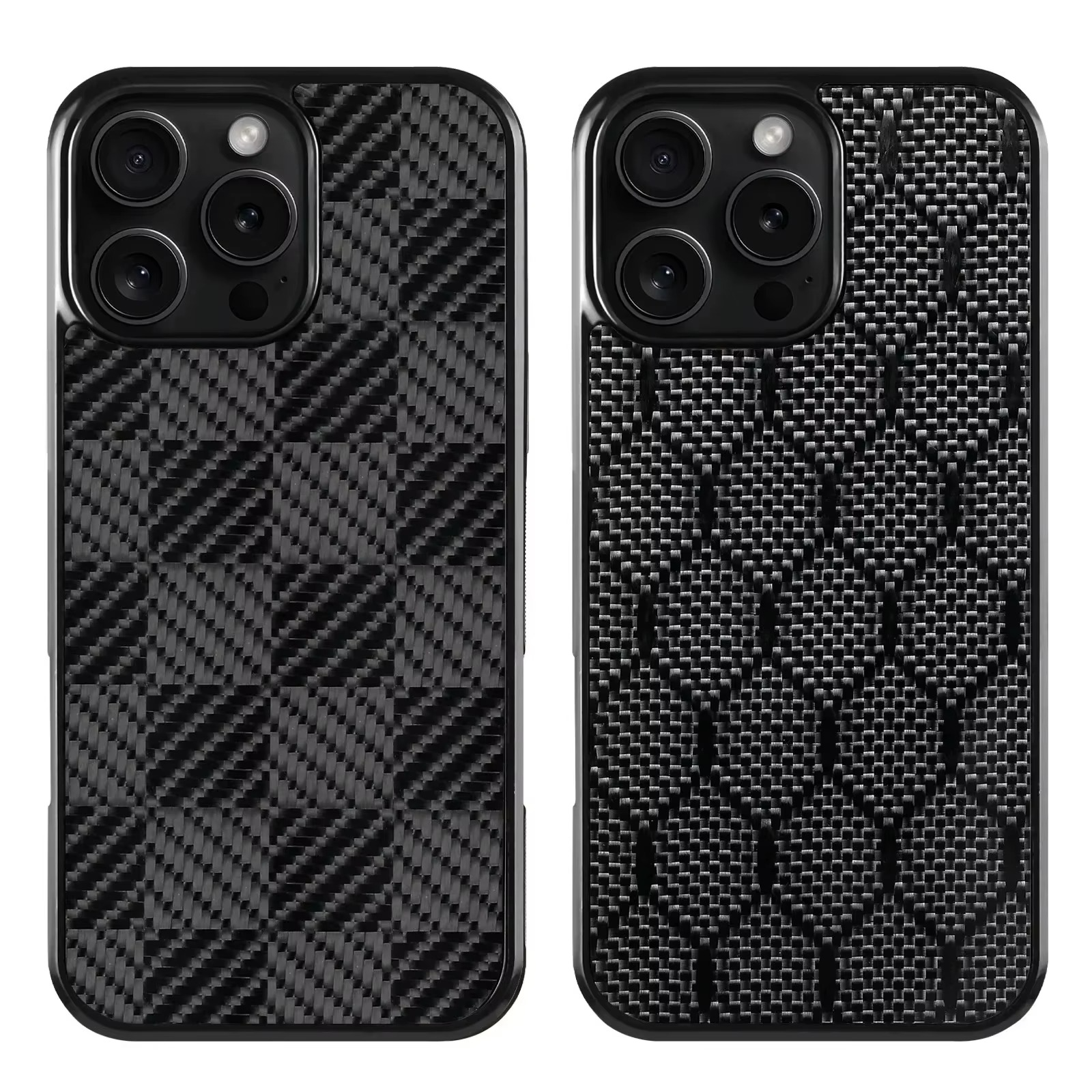 Rugged Magnetic Shockproof iPhone Case — Square Honeycomb Carbon Fiber Texture, Full Coverage Anti-Fingerprint Dustproof Matte Protective Cover